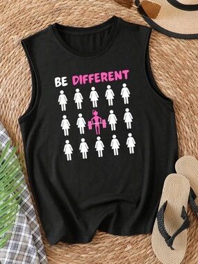 Black woman Tank Top with Pink and White Graphic